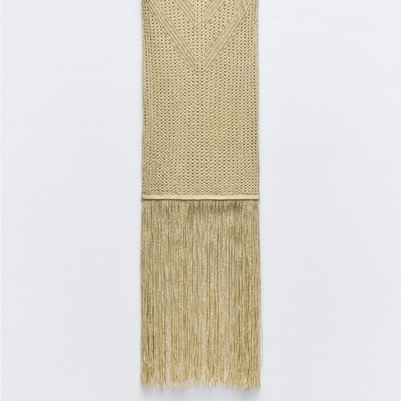 METALLIC THREAD FRINGED LONG KNIT DRESS - Picture 9 of 9